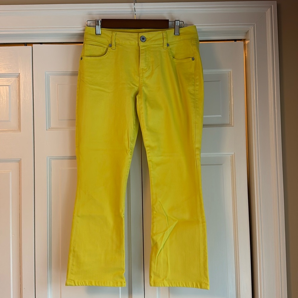 Cabi kick back flair denim.   Size 4